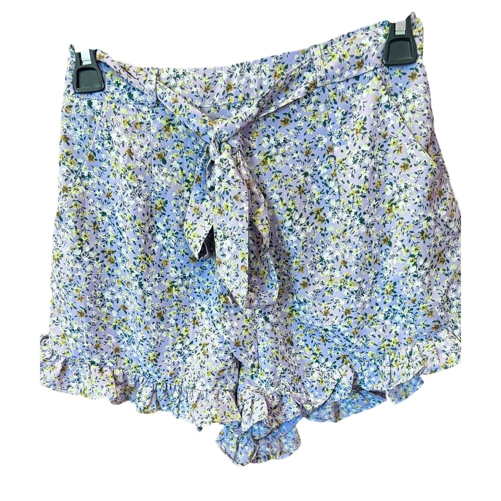 Lulu’s NWT Sz XS Sweetie Season Purple Ruffled Tie Sash Shorts Cottage Floral